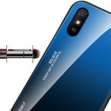 Tampa durável de vidro gradiente com parte traseira de vidro temperado Xiaomi Redmi 9A preto-vermelho