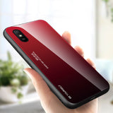 Tampa durável de vidro gradiente com parte traseira de vidro temperado Xiaomi Redmi 9A preto-vermelho