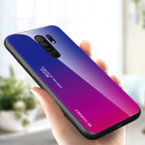 Tampa durável de vidro gradiente com parte traseira de vidro temperado Xiaomi Redmi 9 rosa-roxo