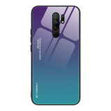 Tampa durável de vidro gradiente com fundo de vidro temperado Xiaomi Redmi 9 verde-roxo