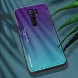 Tampa durável de vidro gradiente com fundo de vidro temperado Xiaomi Redmi 9 verde-roxo