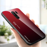 Tampa durável de vidro gradiente com parte traseira de vidro temperado Xiaomi Redmi 9 preto-vermelho