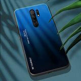 Tampa durável de vidro gradiente com parte traseira de vidro temperado Xiaomi Redmi 9 preto-azul