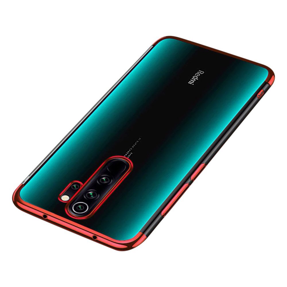 Transparente Case Gel TPU Galvanoplastia Capa para Xiaomi Redmi 9 vermelho