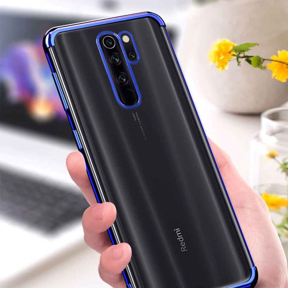 Transparente Case Gel TPU Galvanoplastia Capa para Xiaomi Redmi 9 vermelho
