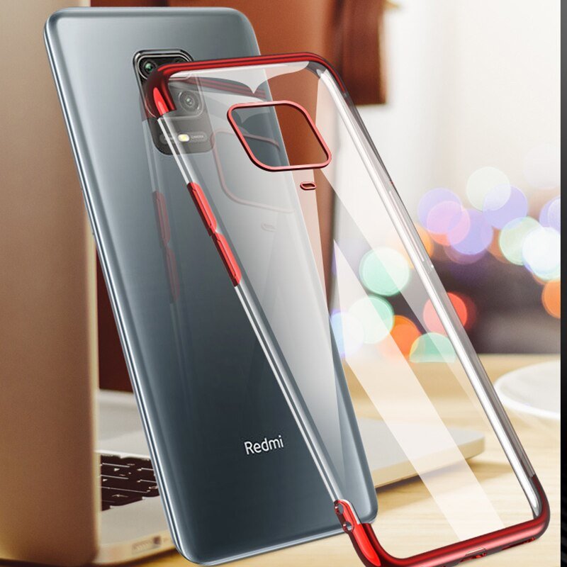 Transparente estojo de gel TPU capa de estrutura de galvanoplastia para Xiaomi Redmi Note 9 Pro  -  Redmi Note 9S azul
