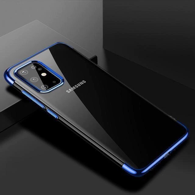 Capa transparente de gel TPU com estrutura de galvanoplastia para Samsung Galaxy A41 azul