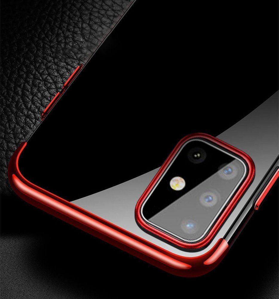 Capa transparente de gel TPU com estrutura de galvanoplastia para Samsung Galaxy A41 azul