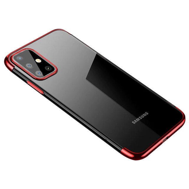Capa transparente de gel TPU com estrutura de galvanoplastia para Samsung Galaxy A41 vermelho