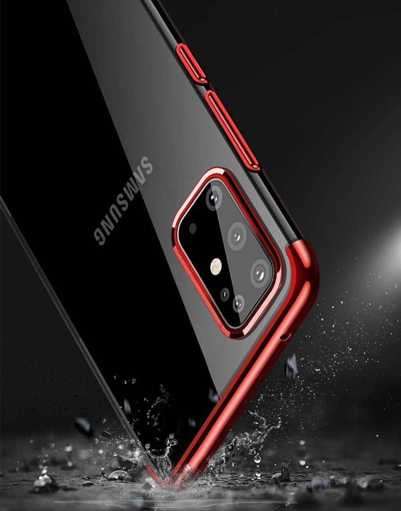 Capa transparente de gel TPU com estrutura de galvanoplastia para Samsung Galaxy A41 vermelho