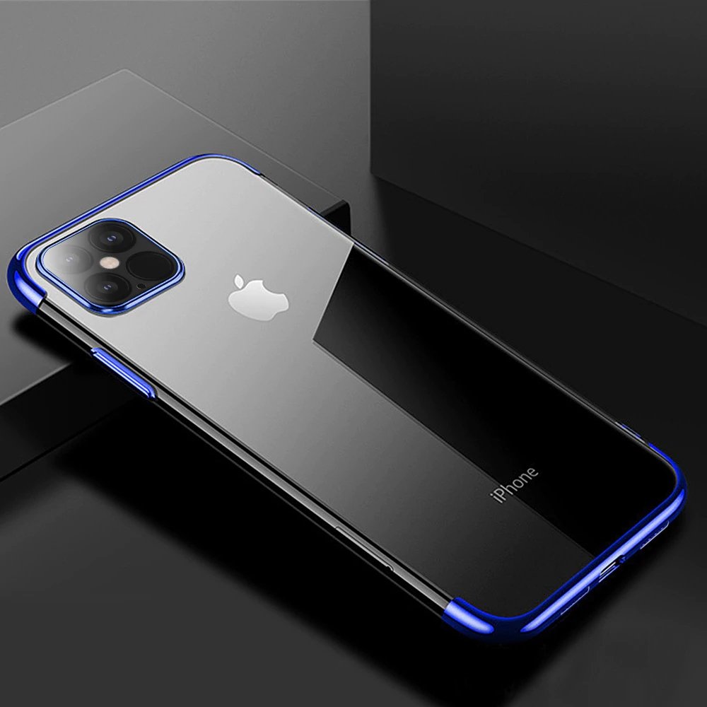 Capa transparente de gel TPU com moldura de galvanoplastia para iPhone 12 mini azul