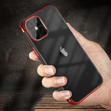 Capa transparente de gel TPU para moldura de galvanoplastia para iPhone 12 Pro Max vermelho