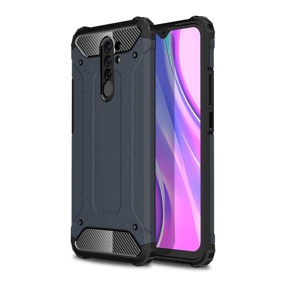 Capa de armadura híbrida resistente e resistente para Xiaomi Redmi 9 azul