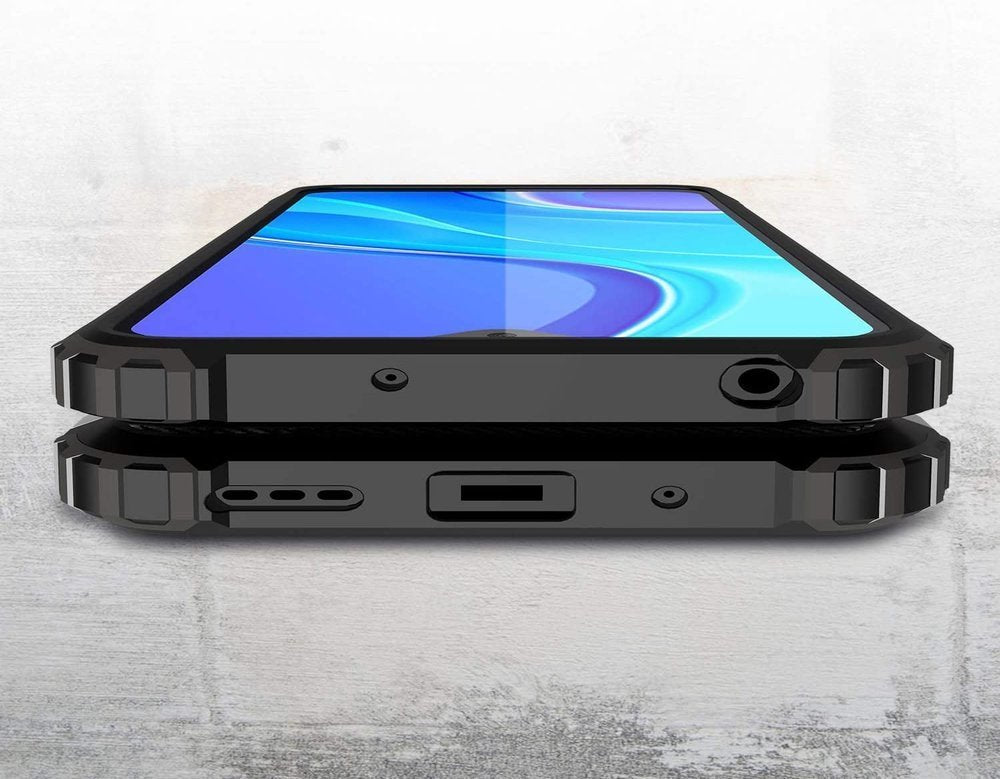 Capa de armadura híbrida resistente e resistente para Xiaomi Redmi 9A preta