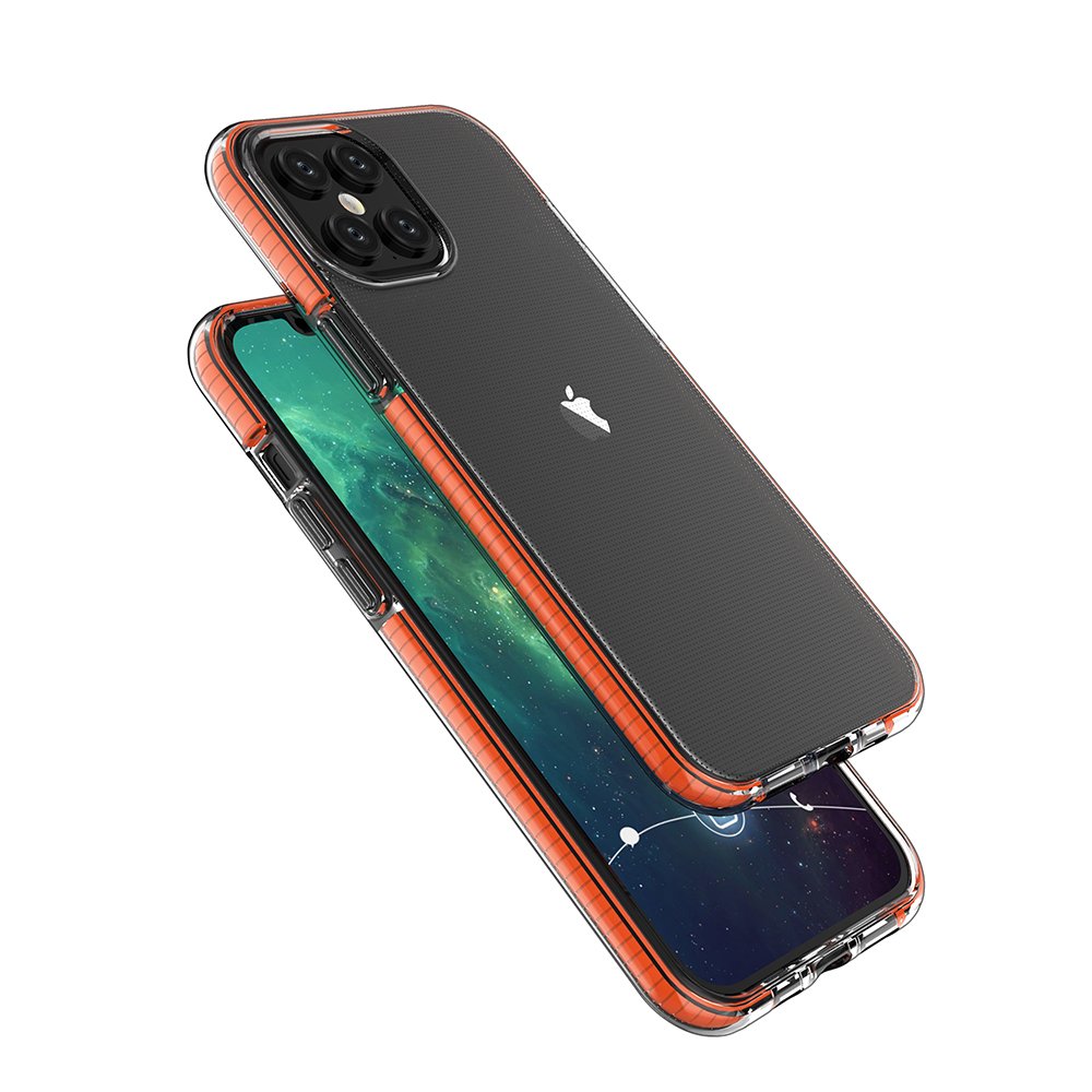 Capa protetora de gel de TPU transparente com moldura colorida para iPhone 12 Pro Max azul escuro