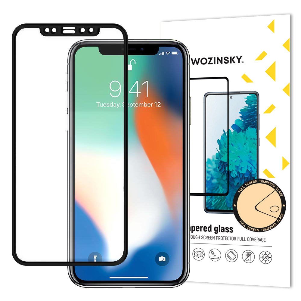 Wozinsky vidro temperado cola total protetor de tela super resistente totalmente coberto com moldura de case amigável para iPhone 12 mini preto