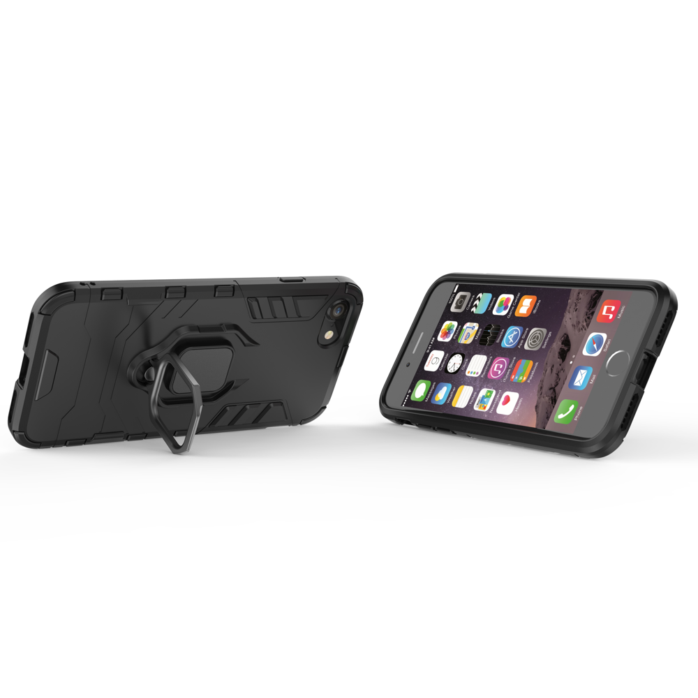 Ring Armor Case Kickstand Capa resistente e resistente para iPhone SE 2020  -  iPhone 8  -  iPhone 7 preto