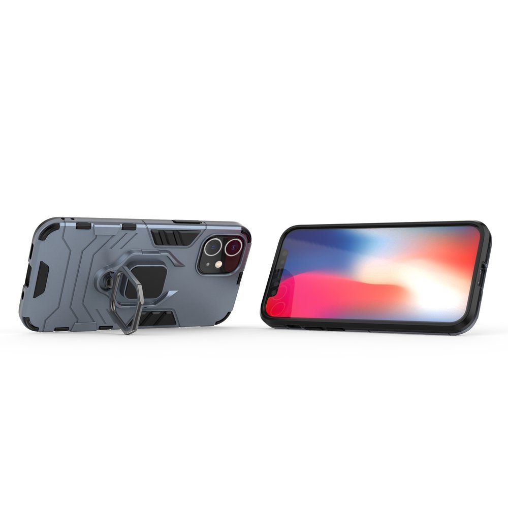 Ring Armor Case Kickstand Capa resistente e resistente para iPhone 12 mini blue