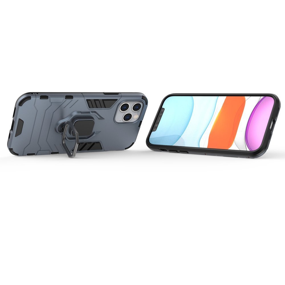 Ring Armor Case Kickstand Capa resistente e resistente para iPhone 12 Pro  -  iPhone 12 azul