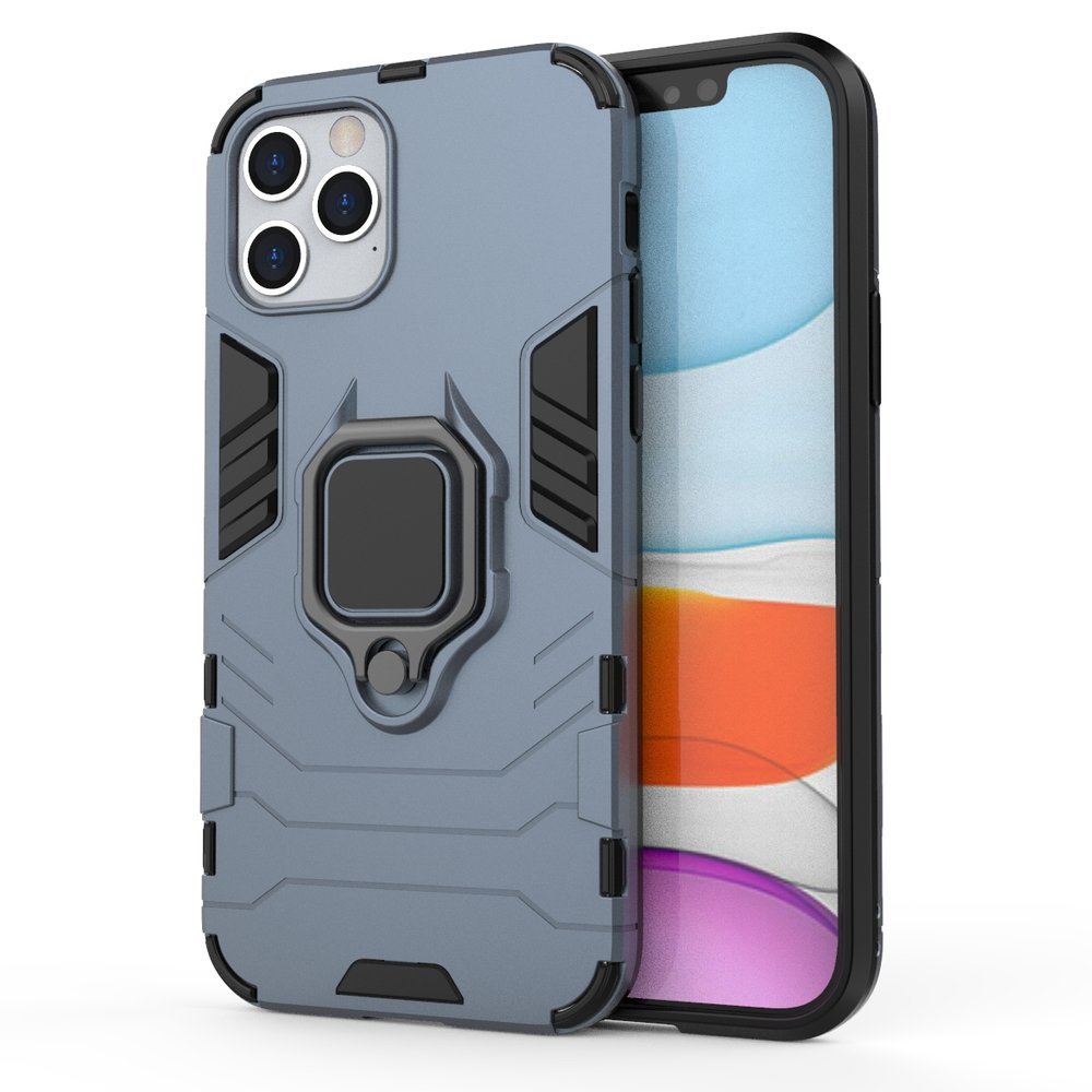 Ring Armor Case Kickstand Capa resistente e resistente para iPhone 12 Pro  -  iPhone 12 azul