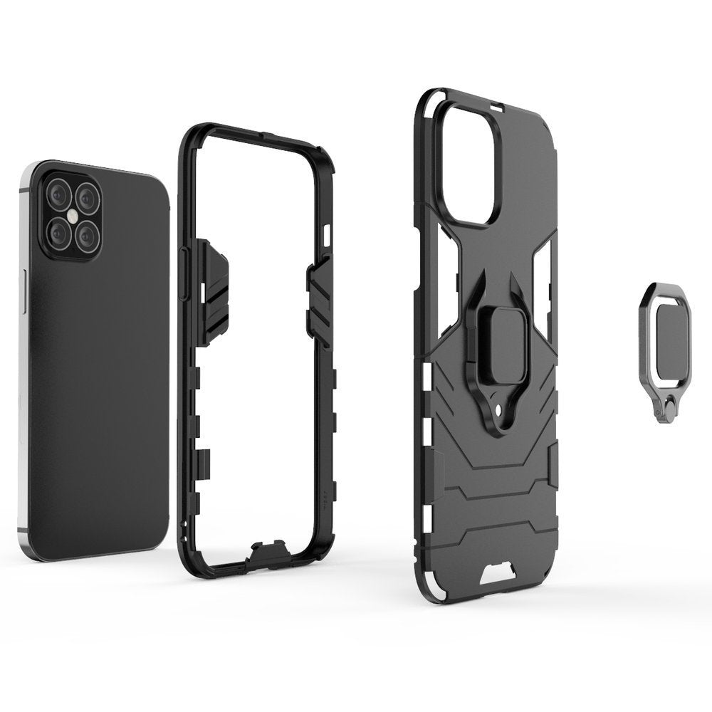 Ring Armor Case Kickstand Capa resistente e resistente para iPhone 12 Pro Max azul