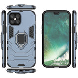 Ring Armor Case Kickstand Capa resistente e resistente para iPhone 12 Pro Max azul