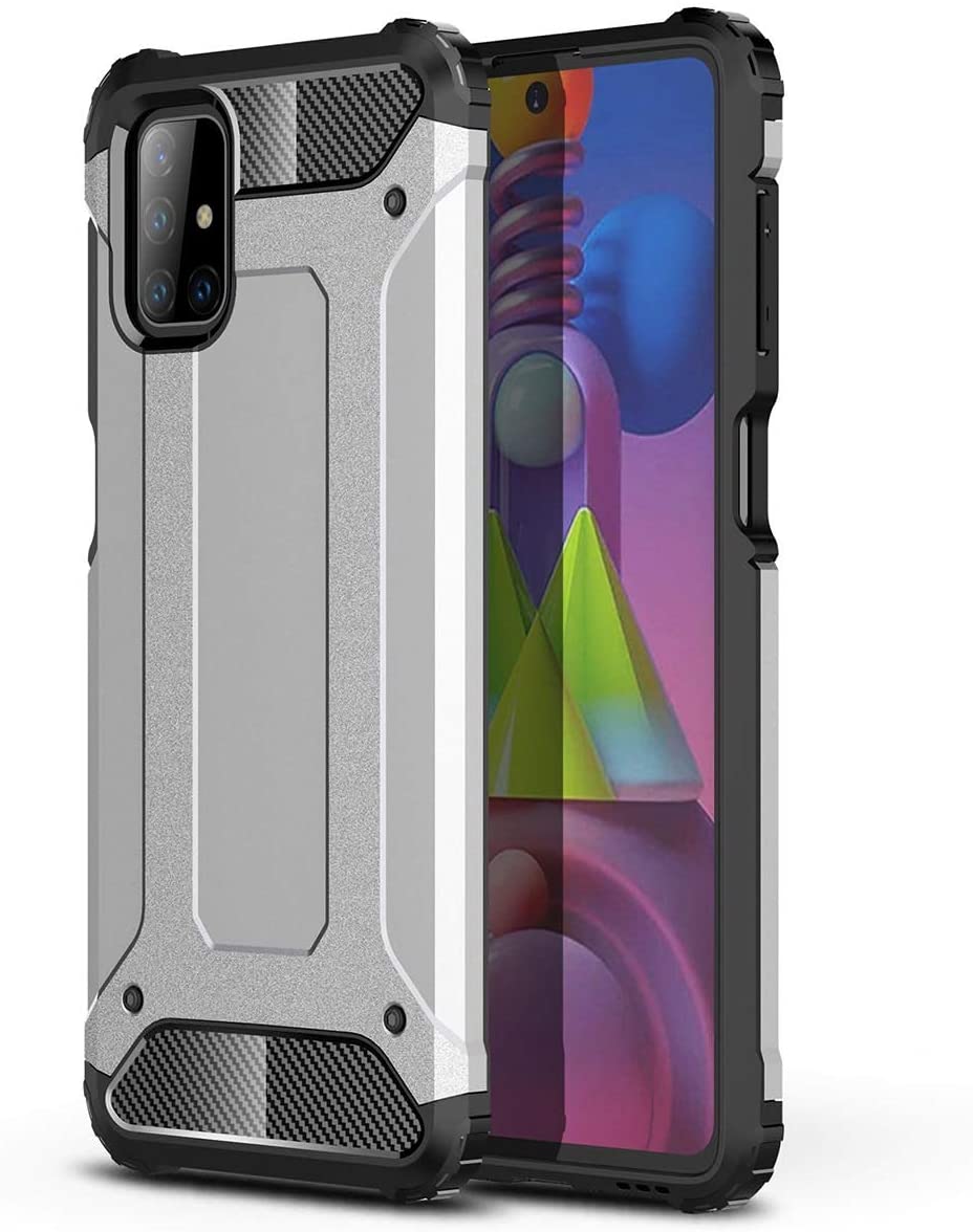 Capa Hybrid Armor Capa resistente e resistente para Samsung Galaxy M51 prata