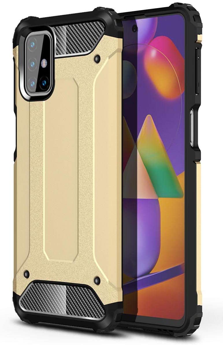 Capa Hybrid Armor Capa resistente e resistente para Samsung Galaxy M31s dourado