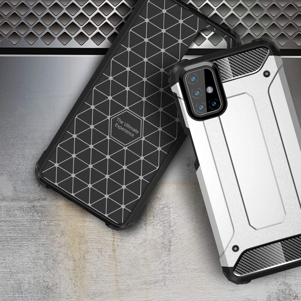 Capa Hybrid Armor Capa resistente e resistente para Samsung Galaxy M31s prata
