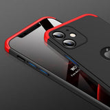 GKK 360 Capa de proteção frontal e traseira capa de corpo inteiro iPhone 12 mini preto-vermelho