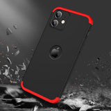 GKK 360 Capa de proteção frontal e traseira capa de corpo inteiro iPhone 12 mini preto-vermelho