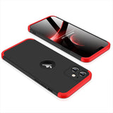 GKK 360 Capa de proteção frontal e traseira capa de corpo inteiro iPhone 12 mini preto-vermelho