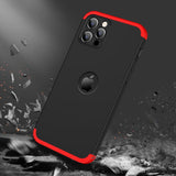 Capa de proteção GKK 360 frontal e traseira capa de corpo inteiro iPhone 12 Pro  -  iPhone 12 preto-vermelho