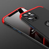 Capa de proteção GKK 360 frontal e traseira Capa de corpo inteiro para iPhone 12 Pro Max preto-vermelho