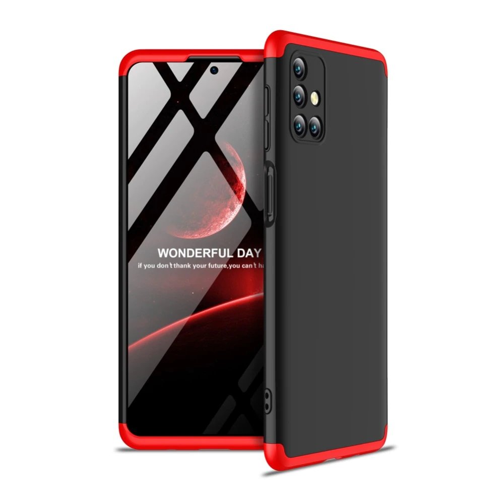 Capa de proteção GKK 360 frontal e traseira capa completa para Samsung Galaxy M31s preto-vermelho