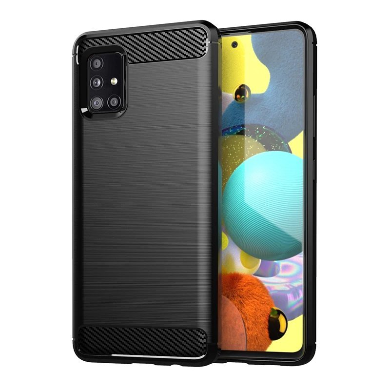 Capa carbono Capa flexível de TPU para Samsung Galaxy M31s preta