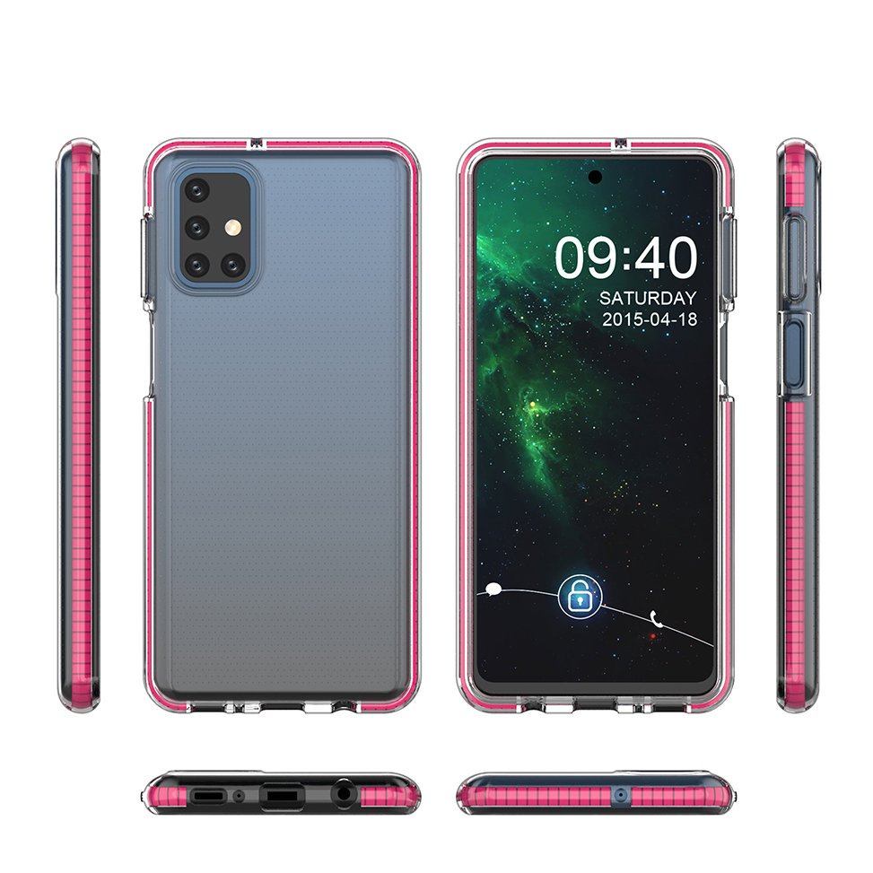Capa protetora de gel de TPU transparente com moldura colorida para Samsung Galaxy M31s azul claro
