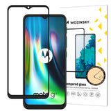 Wozinsky Vidro Temperado Cola Completa Protetor de Tela Super Resistente Totalmente Coberto com Caixa de Armação Amigável para Motorola Moto G9 Play  -  Moto E7 Plus preto