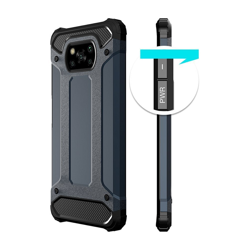 Capa de armadura híbrida resistente e resistente para Xiaomi Poco X3 NFC  -  Poco X3 Pro azul