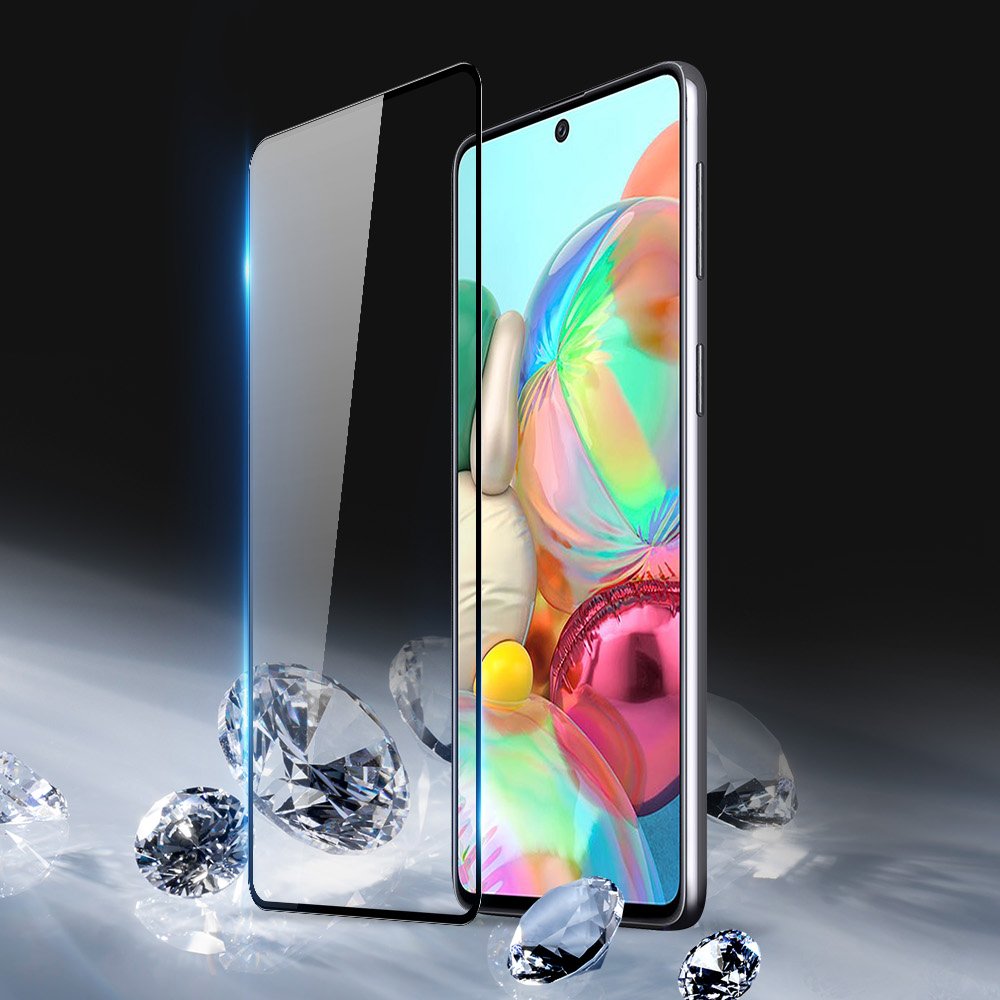 Protetor de tela resistente de vidro temperado 9D Dux Ducis 9D totalmente coberto com moldura para Samsung Galaxy A71 preto (case amigável)