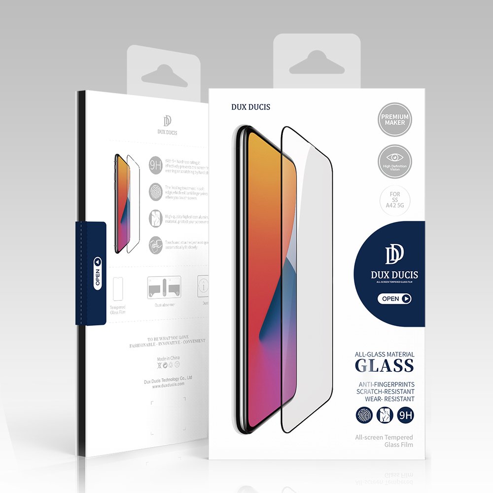 Protetor de tela resistente de vidro temperado Dux Ducis 9D totalmente coberto com armação para Samsung Galaxy A42 5G preto (case amigável)
