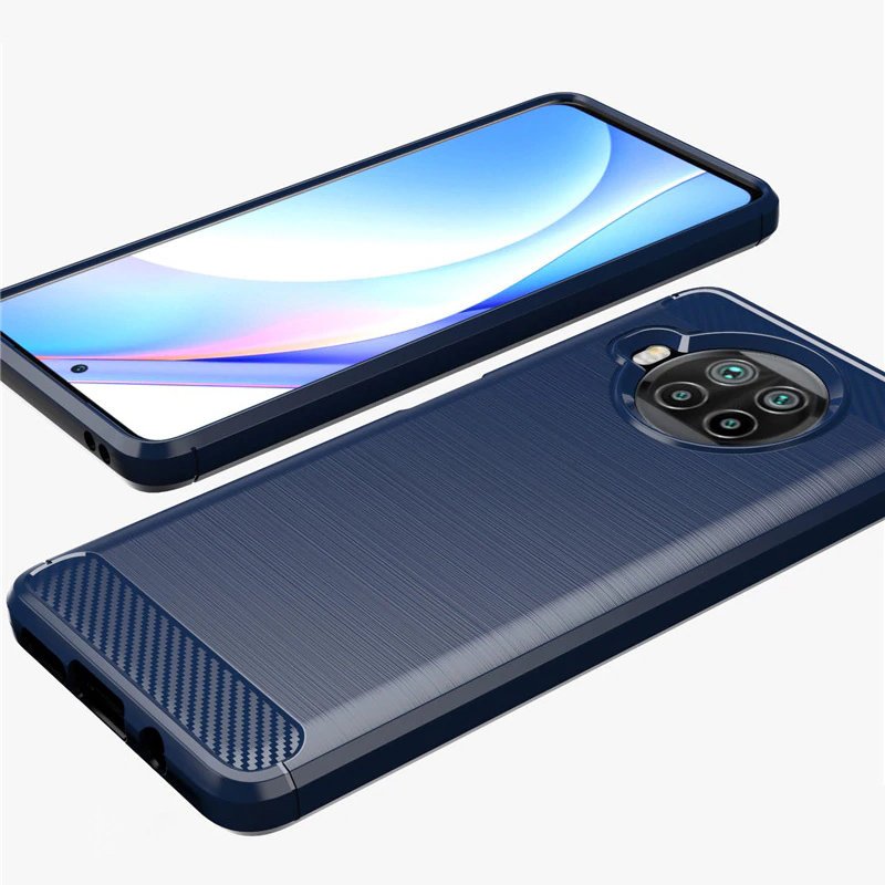 Capa carbono Capa flexível de TPU para Xiaomi Mi 10T Lite azul