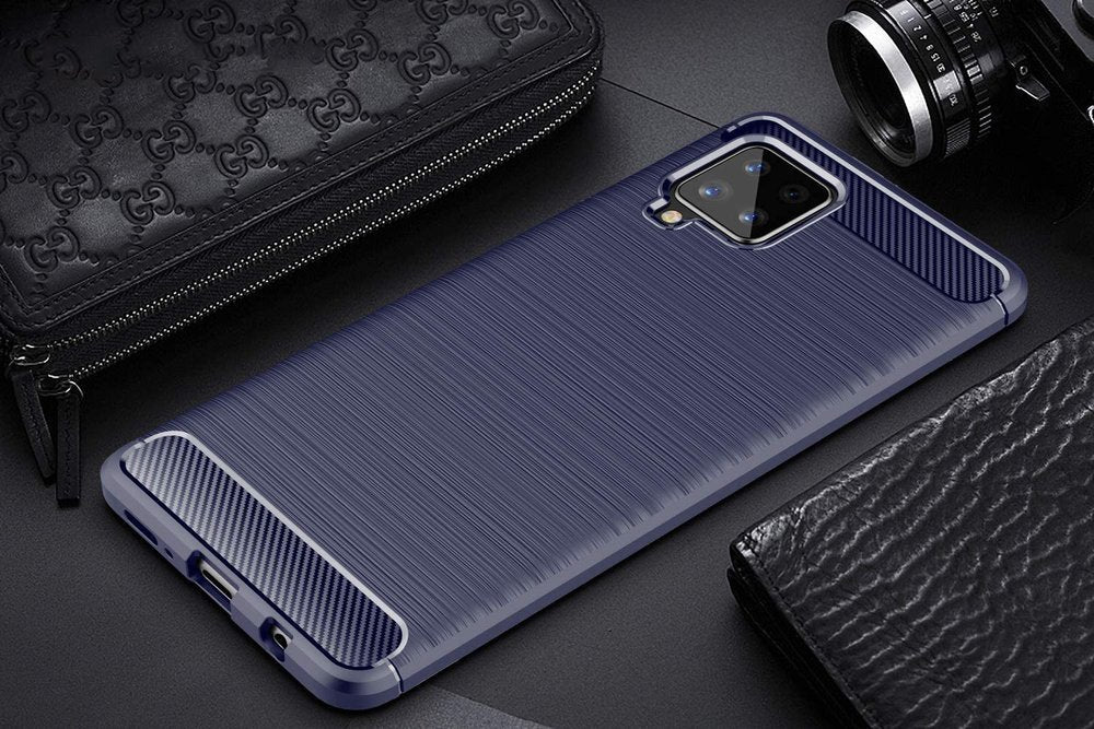 Capa carbono Capa flexível de TPU para Samsung Galaxy A42 5G azul