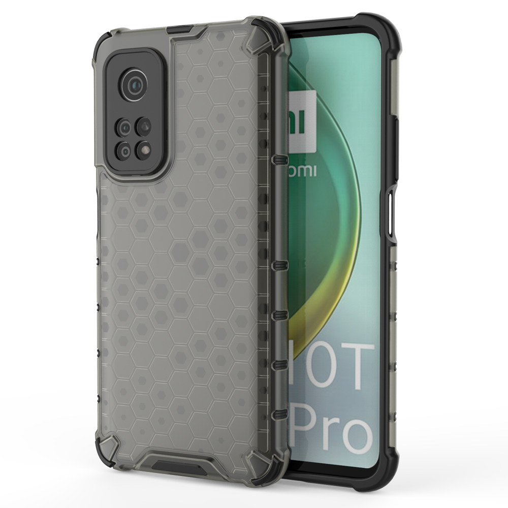 Capa de armadura em caixa de favo de mel com pára-choque de TPU para Xiaomi Mi 10T Pro  -  Mi 10T preto