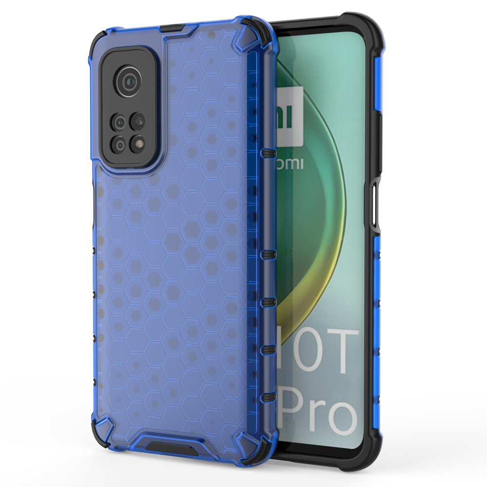 Capa de armadura em caixa de favo de mel com pára-choque de TPU para Xiaomi Mi 10T Pro  -  Xiaomi Mi 10T azul