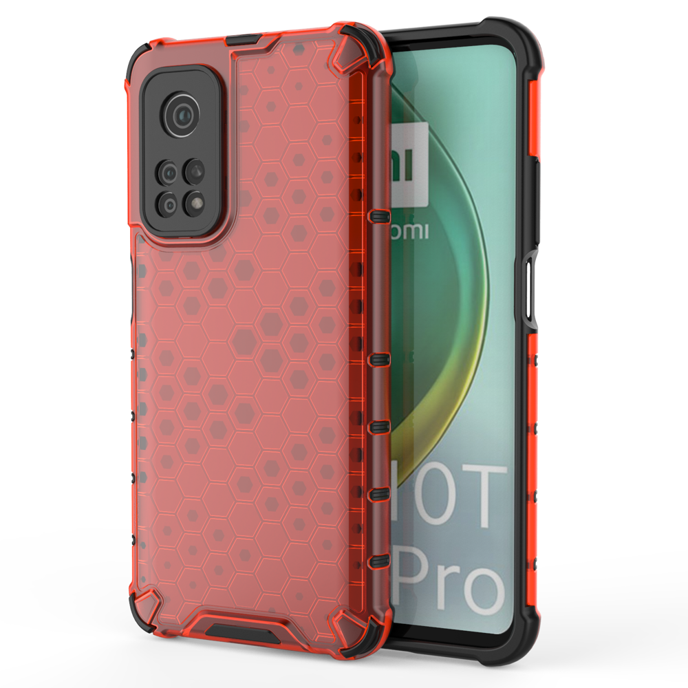 Capa de armadura de caixa de favo de mel com amortecedor de TPU para Xiaomi Mi 10T Pro  -  Xiaomi Mi 10T vermelho