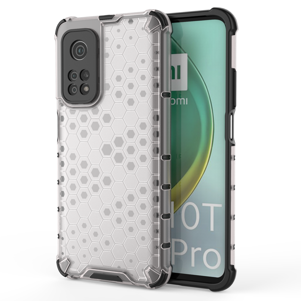 Capa de armadura em caixa de favo de mel com pára-choque de TPU para Xiaomi Mi 10T Pro  -  Mi 10T transparente