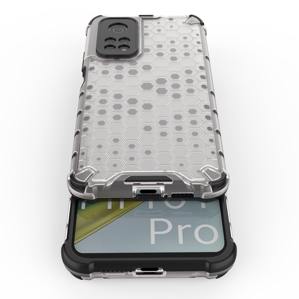 Capa de armadura em caixa de favo de mel com pára-choque de TPU para Xiaomi Mi 10T Pro  -  Mi 10T transparente