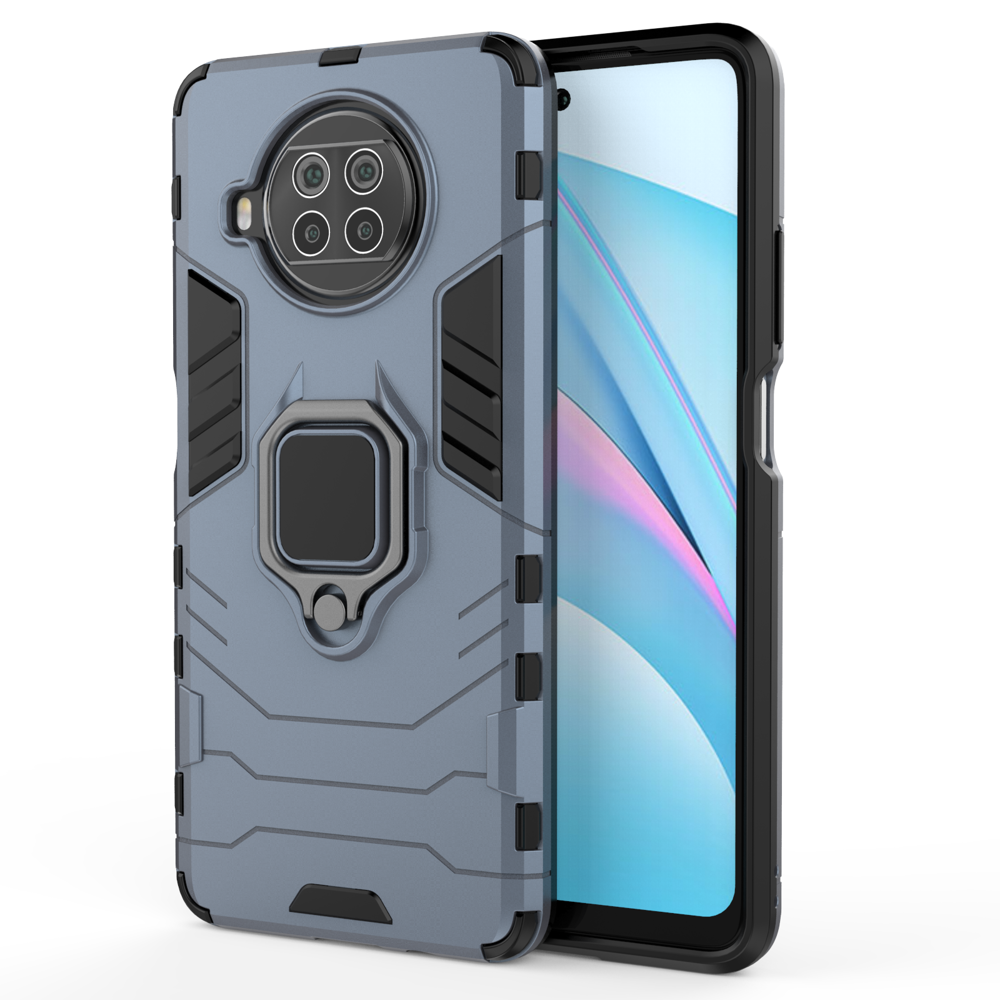 Capa de armadura de anel suporte resistente e resistente para Xiaomi Mi 10T Lite azul