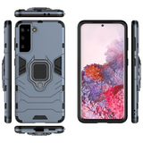 Ring Armor Case Kickstand Capa resistente e resistente para Samsung Galaxy S21 5G azul